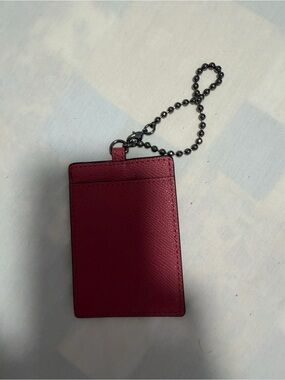 Coach Red Leather Card Holder Keychain